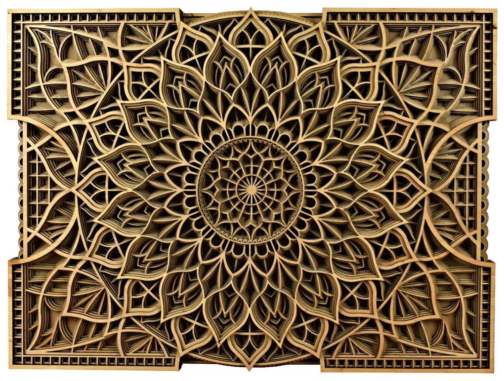Tablou mandala din lemn - Floare infinita