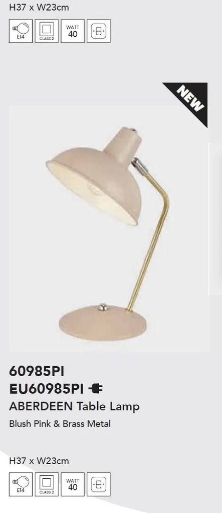 Veioza/Lampa de masa metal moderna Aberdeen roz