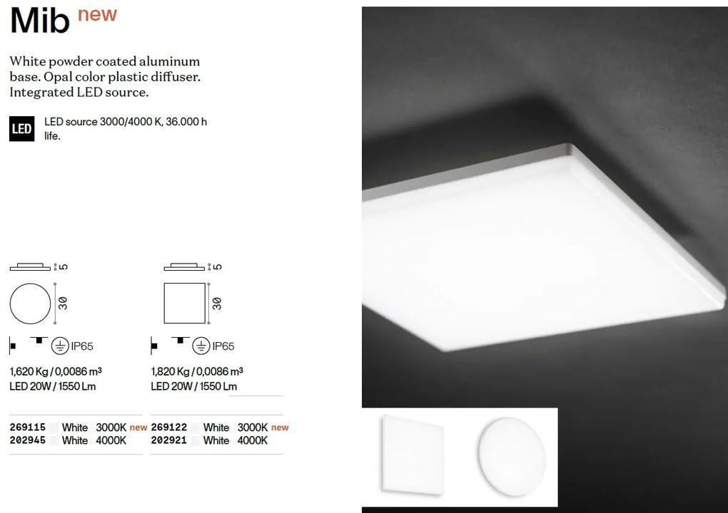 Plafoniera LED de exterior moderna MIB PL ROUND 3000K