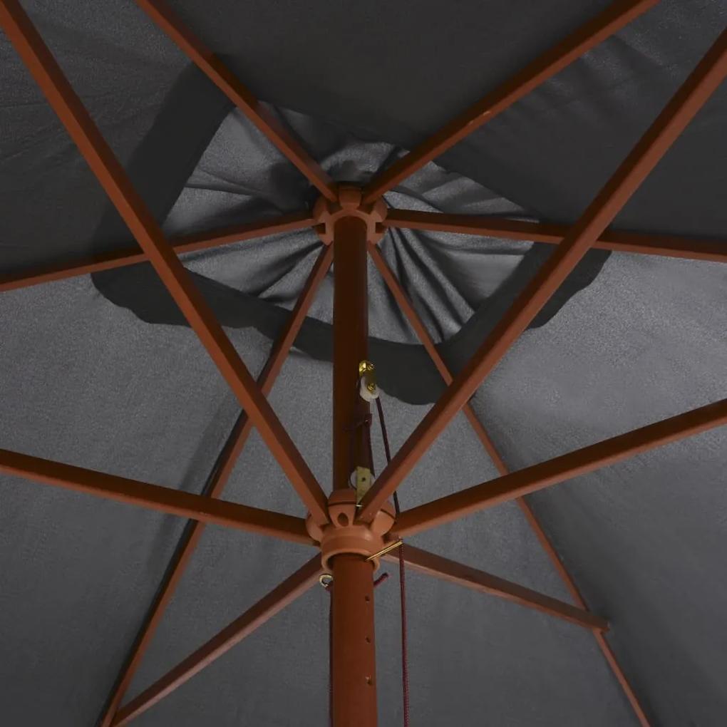 Umbrela de soare exterior, stalp lemn, 200x300 cm, antracit Antracit