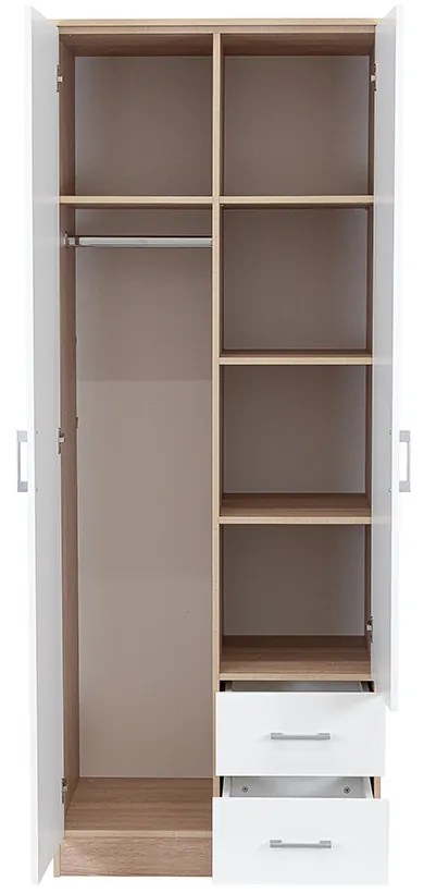 Dulap Miami 80x205 cm alb-stejar sonoma