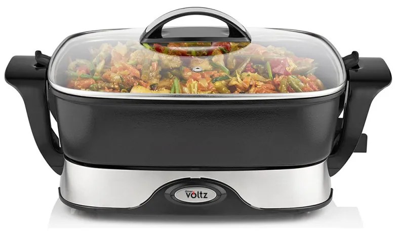 Tigaie electrica Oliver Voltz OV51010A, 1650 W, 5,5 litri, 5 trepte, Termostat, Negru/Argintiu