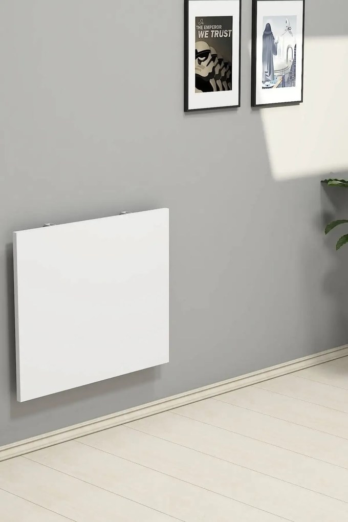 Masa PC rabatabila cu montaj pe perete, Praga Homs, alb, 50 x 24.5 x 1.8 cm, PAL