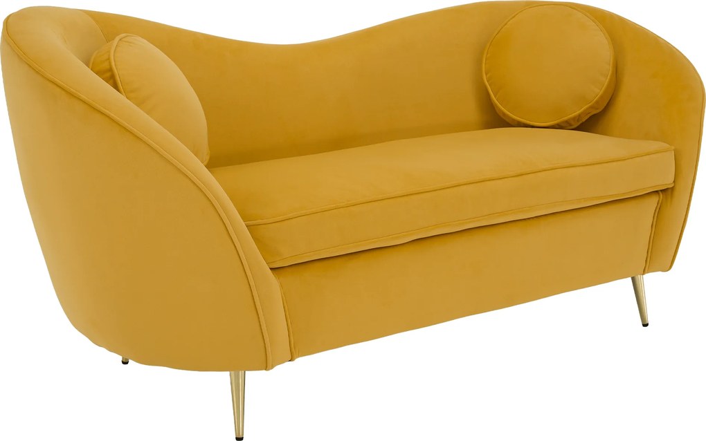 Canapea cu 2 locuri de design, ţesătură Velvet galbenă/gold crom auriu, EZIO TYP 2