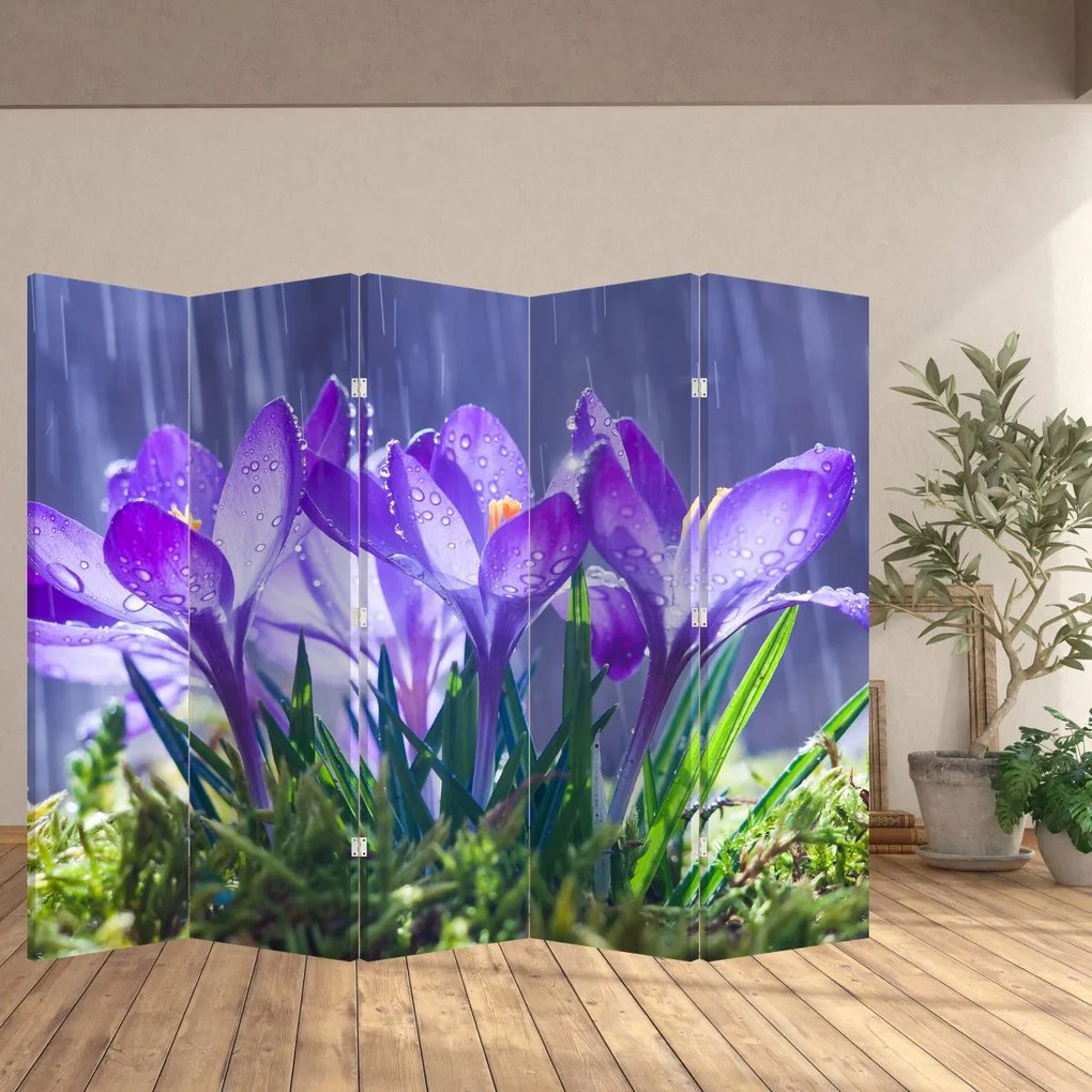 Paravan - Flori în ploaie (210x170 cm)