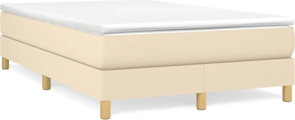 vidaXL Pat box spring cu saltea, crem, 120x200 cm, textil