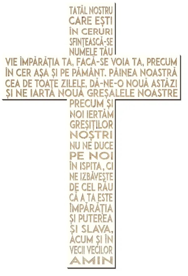 Cruce cu rugaciune gravata, alb, din MDF, 40x60 cm