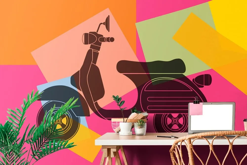 Tapet autoadeziv trotinetă pop art