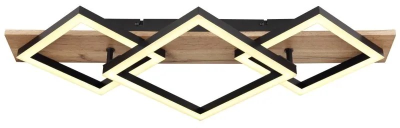 Plafoniera LED design industrial Beatrix negru, maro 61x31cm