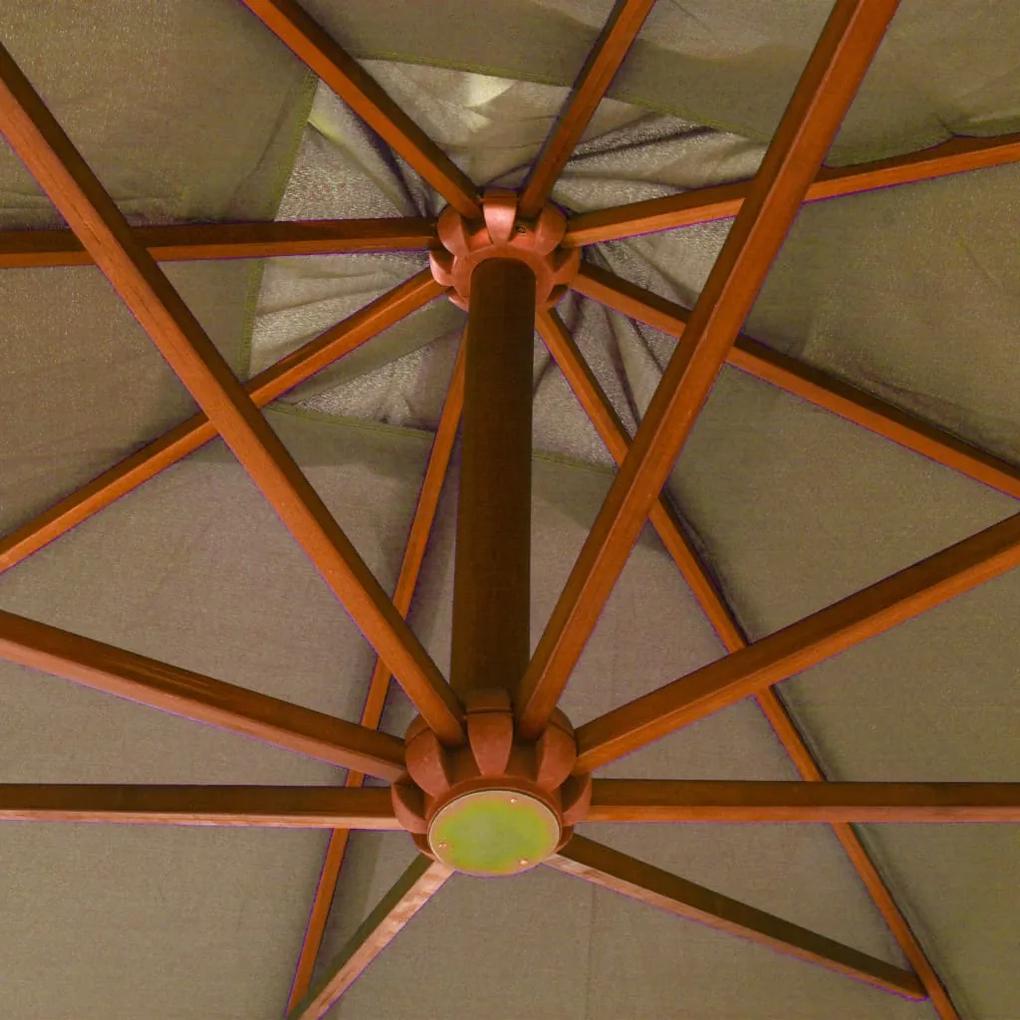 Umbrela suspendata cu stalp gri taupe 3x3 m lemn masiv de brad Gri taupe, 3 x 3 m