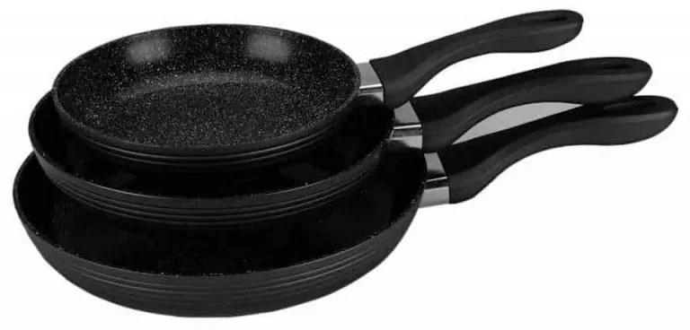 Set 3 tigai Royalty Line FM3F, 20/24/28 cm, Finisaj marmura, Inductie, Manere rezistente la caldura, Negru
