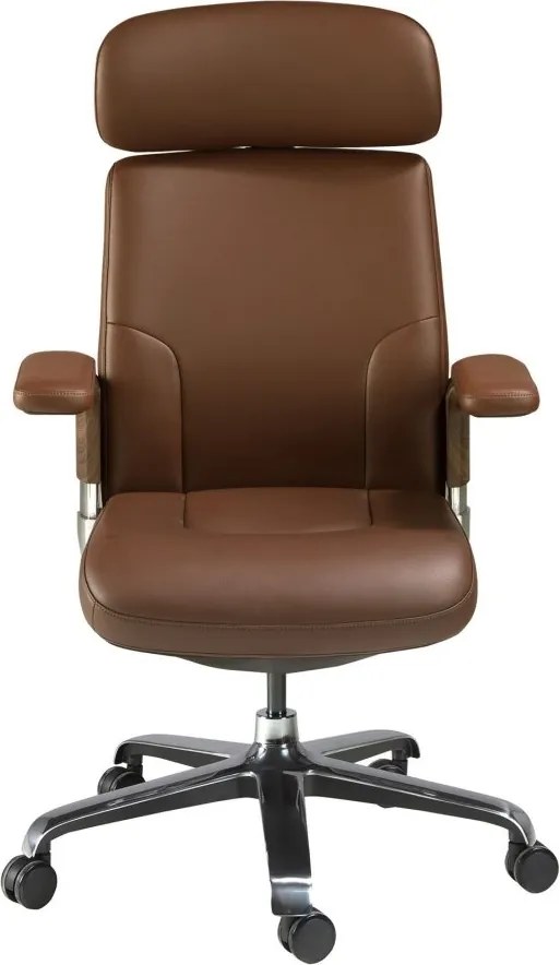 Scaun de birou modern piele sintetica si furnir de nuc Brown