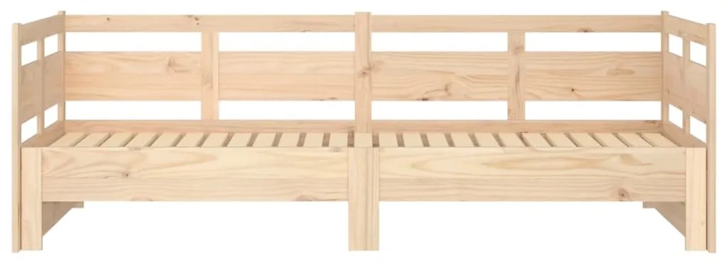 Pat de zi extensibil, 2x(80x200) cm, lemn masiv de pin Maro, 80 x 200 cm