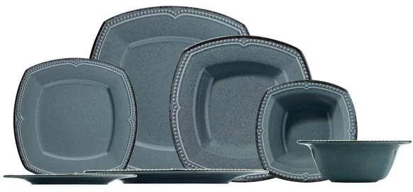 Set veselă 24 piese din porțelan, albastru