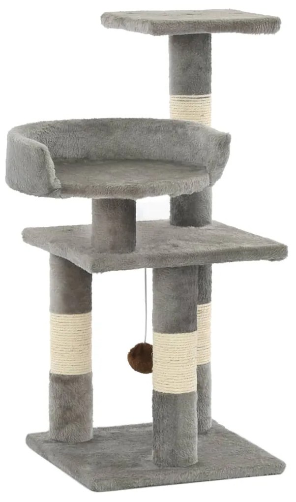170607 vidaXL Ansamblu pentru pisici, stâlpi din funie de sisal, 65 cm, gri