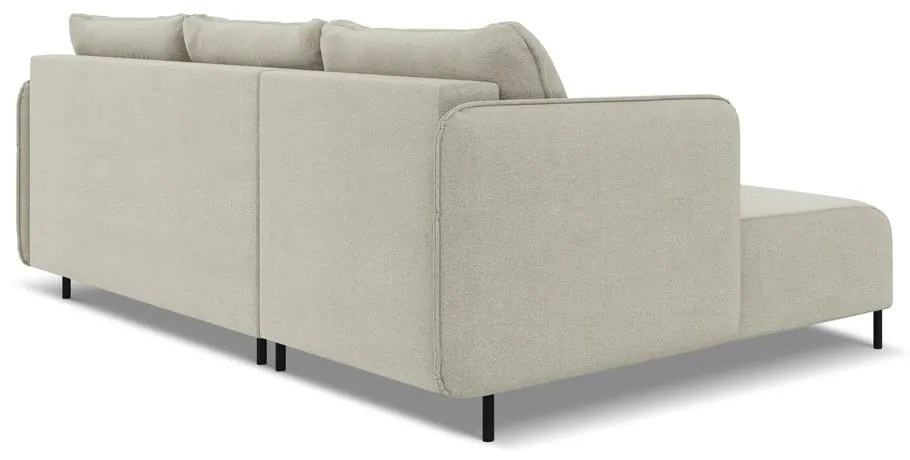 Colțar bej extensibil/cu spațiu de depozitare (cu colț pe partea stângă) Luana – Makamii