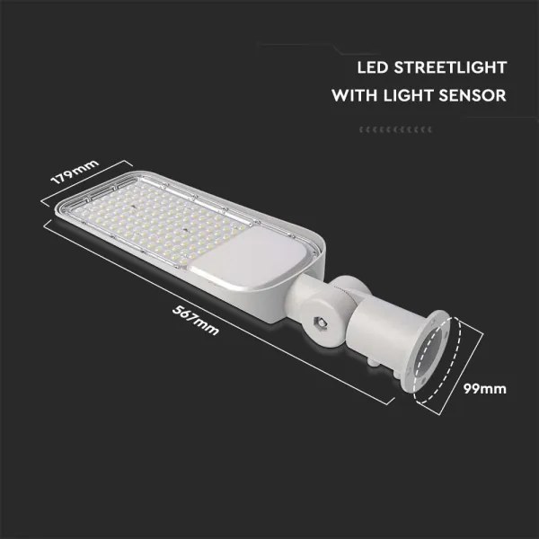 Lampă LED stradală cu senzor crepuscular LED/100W/230V 6500K IP65 gri