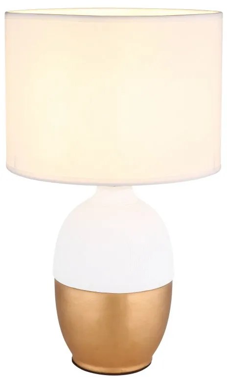 Veioza, lampa de masa design modern Valentino auriu, alb