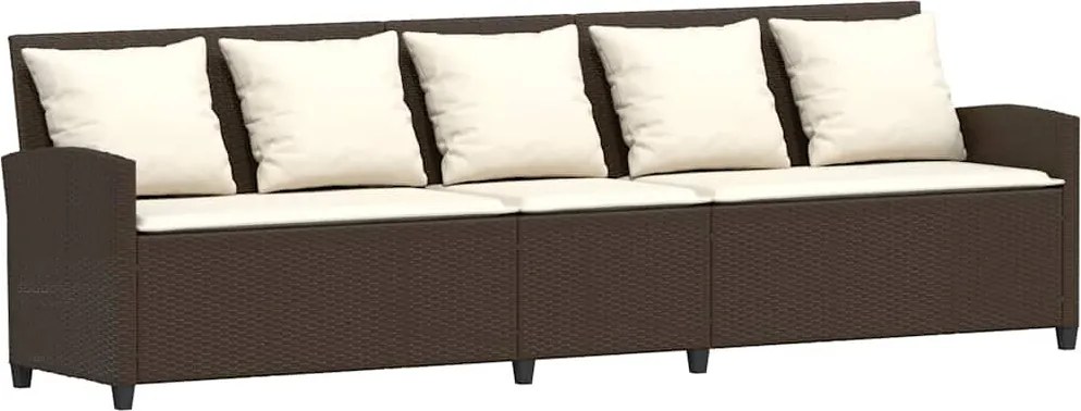 vidaXL Canapea de grădină cu 5 locuri cu perne din polirattan maro