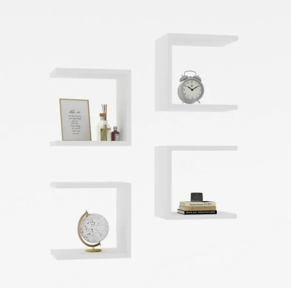 SET 4x raft de perete BASE 30x30 cm alb