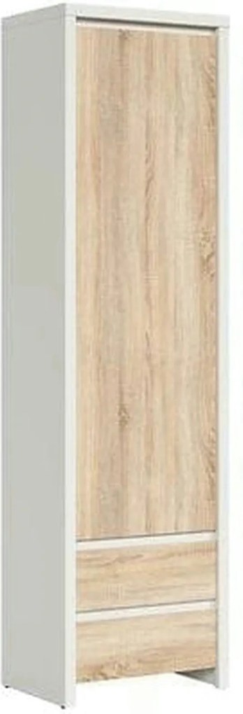 Dulap KASPIAN, stejar sonoma/alb, PAL, cu o usa si 2 sertare, 56x41x20