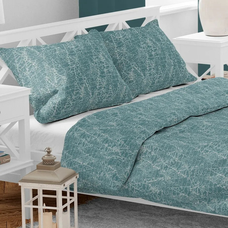 Lenjerie de pat din bumbac de Crăciun Pădurea de iarnă, 140 x 200 cm, 70 x 90 cm