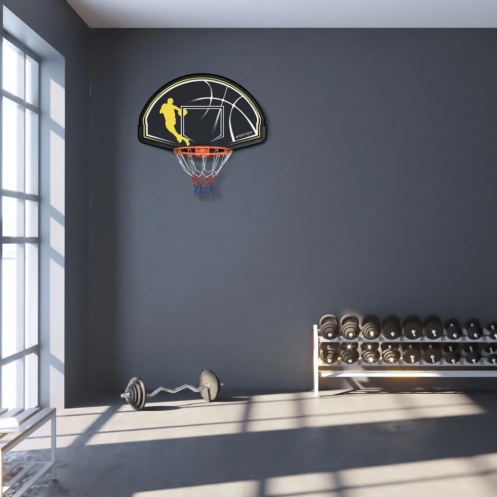 SPORTNOW Coș de Baschet pentru Interior și Exterior, din Oțel și PE, Stabil și Durabil, 110x90x70cm, Negru și Galben | Aosom Romania