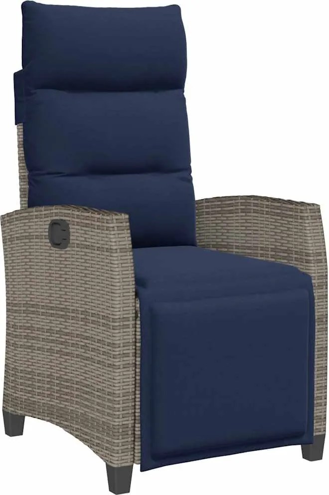 vidaXL Scaun de grădină înclinabil cu măsuță laterală polirattan gri