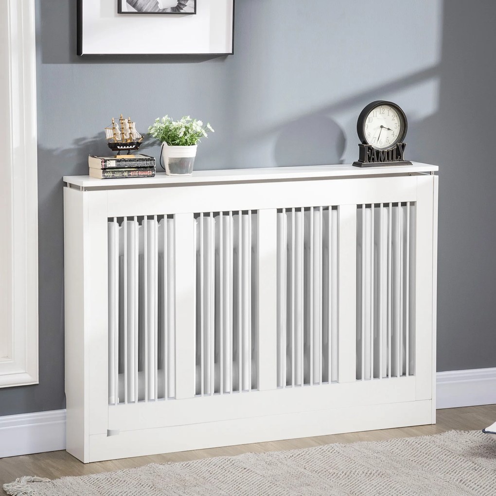 Capac pentru radiator modern din MDF si otel, 120x18x84cm, alb HOMCOM | Aosom Romania