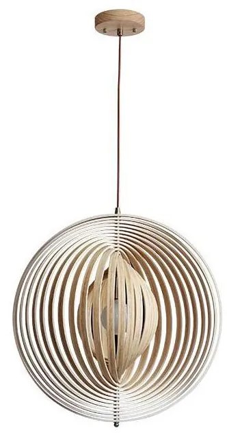 Lampă suspendată din lemn pe cablu, 1xE27/60W/230V, Ø 43,5 cm, lemn masiv/furnir, fag/lemn de cauciuc