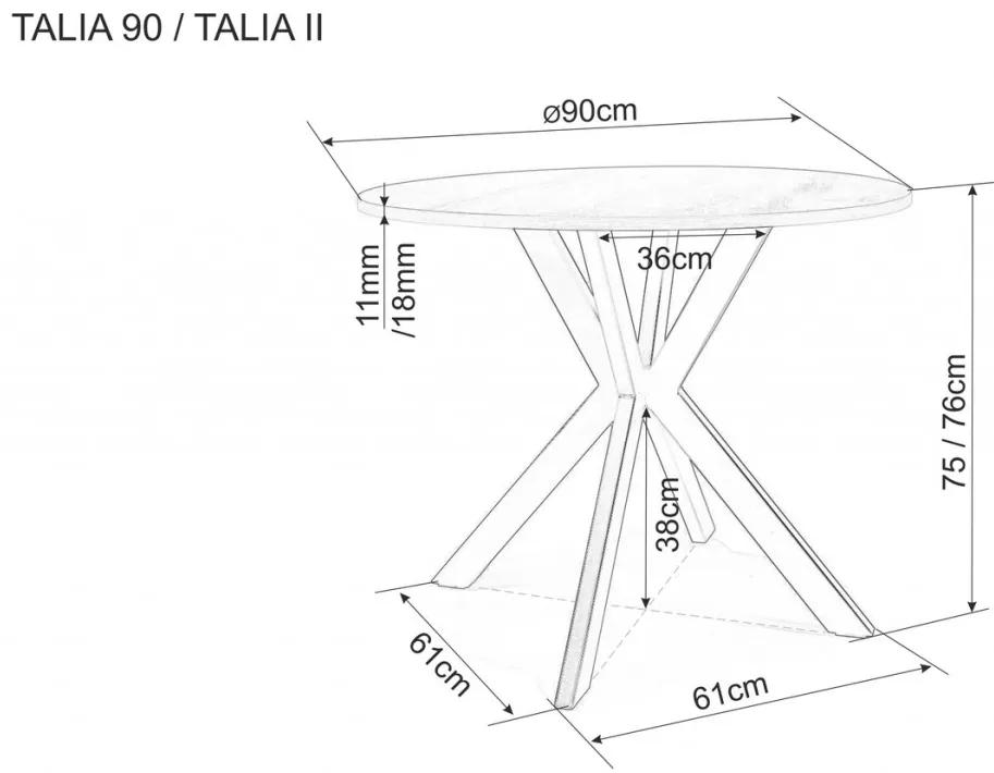 Masa rotunda Talia II stejar/negru mat - ø90 / h76 cm