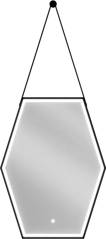 Mexen Orla oglindă de baie iluminată 60 x 80 cm, LED 6000K, antiaburire, ramă neagră - 9815-060-080-611-70