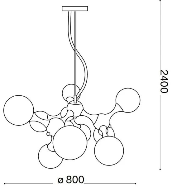 Ideal Lux - Lustră pe cablu NODI 9xE14/28W/230V Ø 80 cm alamă/albă