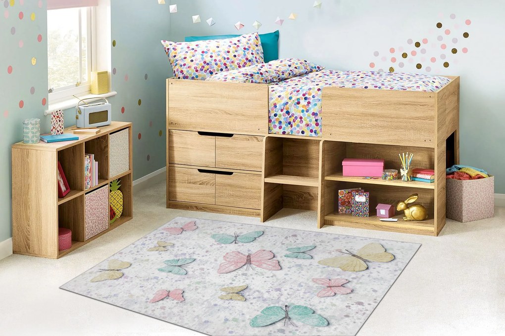 BAMBINO 1610 covor lavabil Fluturi pentru copii anti-alunecare - cremă - SECUNDAR-COTATI PRODUSUL
