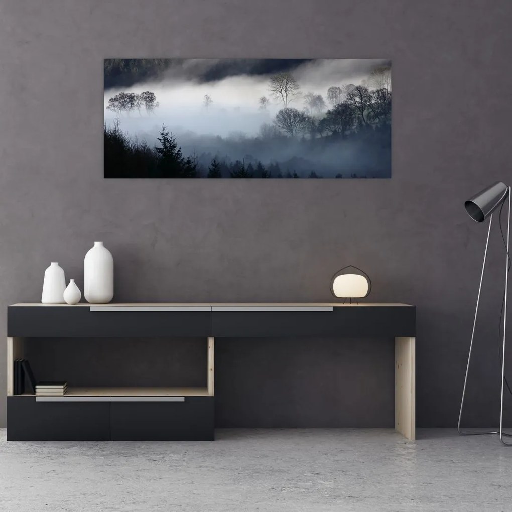 Tablou cu ceță deasupra pădurii (120x50 cm)