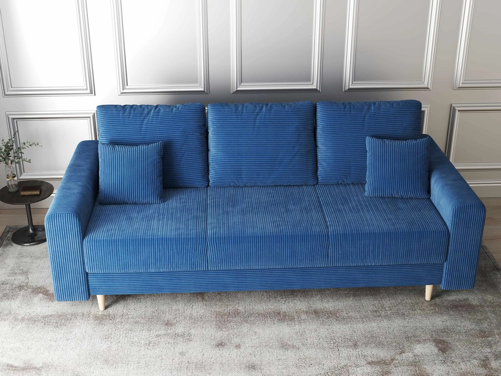 Canapea extensibilă dumonde cu ladă de depozitare si sezut confortabil din spuma high-density, Kronos Zoom Albastru 210x100 cm