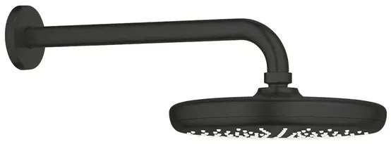 Palarie de dus rotunda negru mat Grohe Tempesta 210 mm cu brat