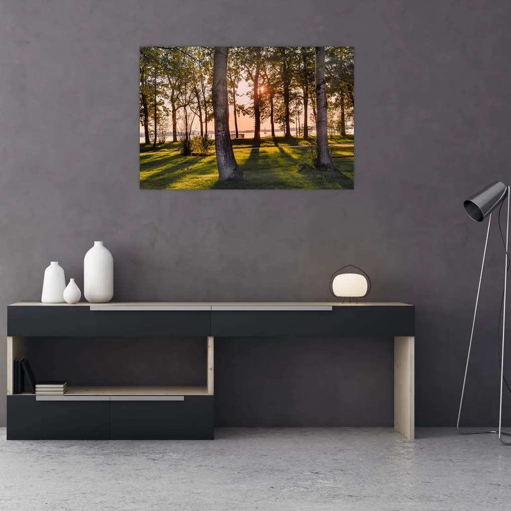 Tablou cu pomi lângă lac (90x60 cm)