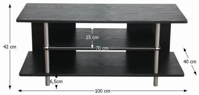 Comoda masuta Tv , mdf infoliat negru argintiu, 100 cm , Bortis Impex