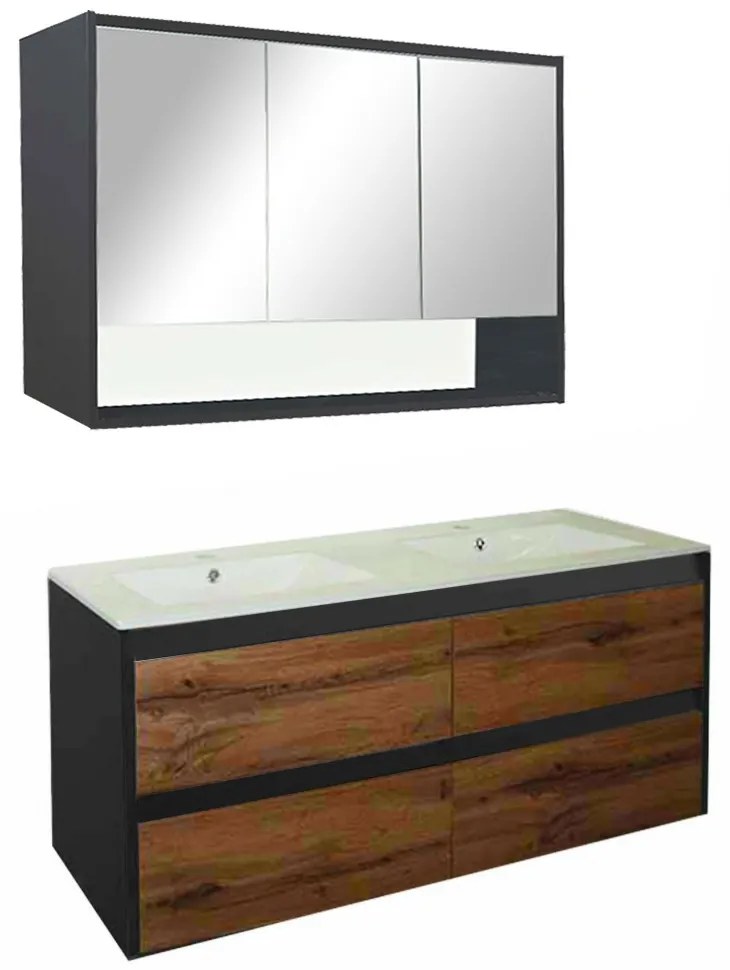 Mobilier complet de baie Porto 120 în culoarea stejarului rustic antracit