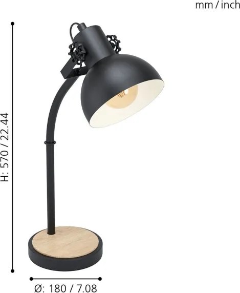 Eglo 43165 - Lampă de masă LUBENHAM 1xE27/28W/230V