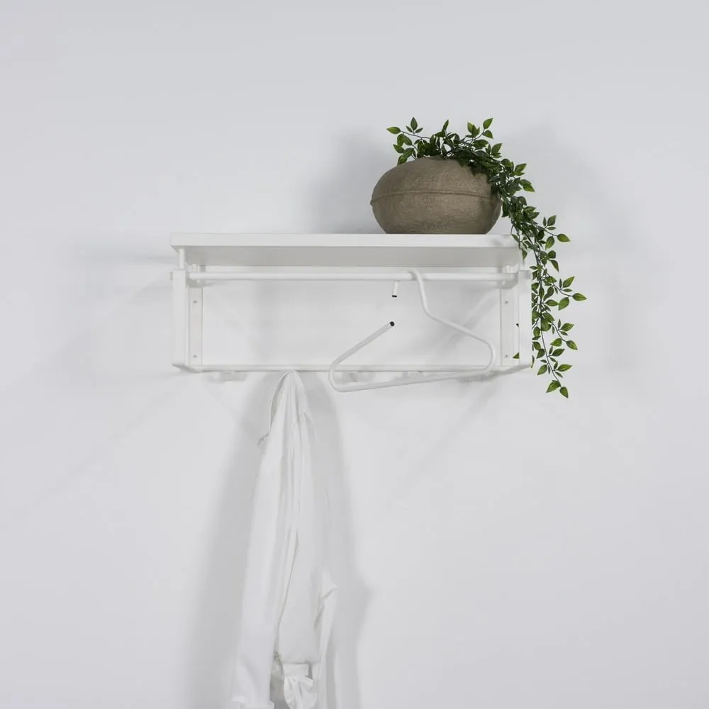 Cuier de perete alb cu raft din metal 70 cm Rex – Spinder Design