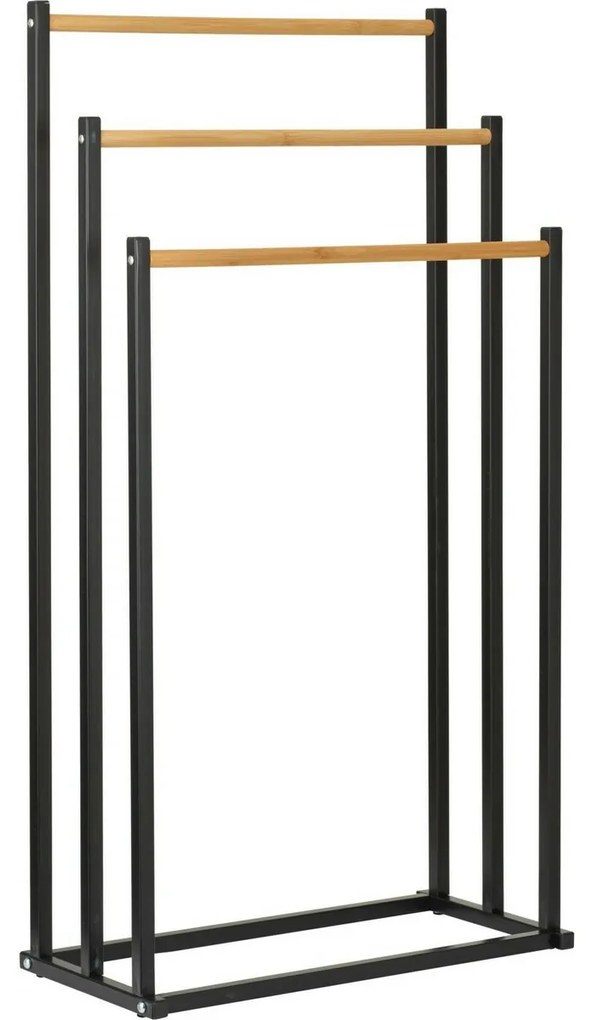 Suport metalic pentru prosoape Bambus 45 × 23 × 85cm, negru