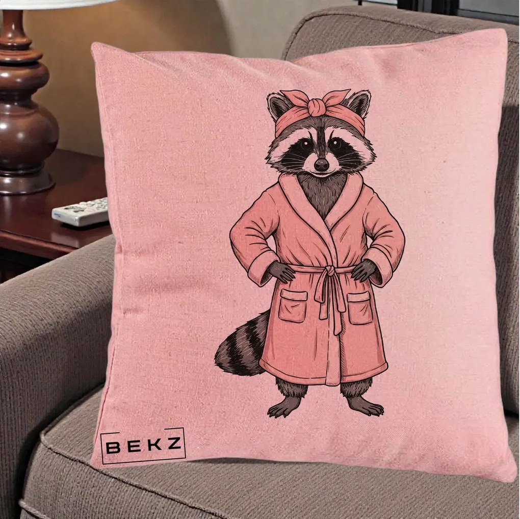 Perna Decorativa Albinuta Kawaii Vesela, 40x40 cm, Roz, Husa Detasabila, Perna Inclusa, BEKZ®