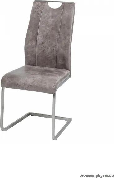 Set de 2 scaune Scalea imitatie piele/metal, gri, 43 x 102 x 58 cm