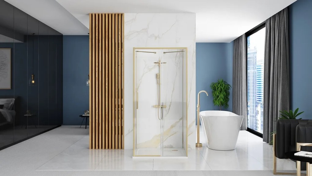 Cabina de dus de perete REA Rapid Slide Brush Gold