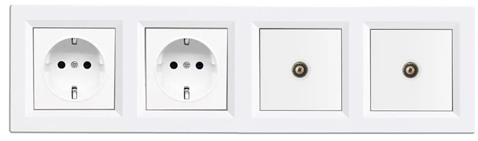 Nova IV cu două prize cu împământare și două prize TV cu cadru alb