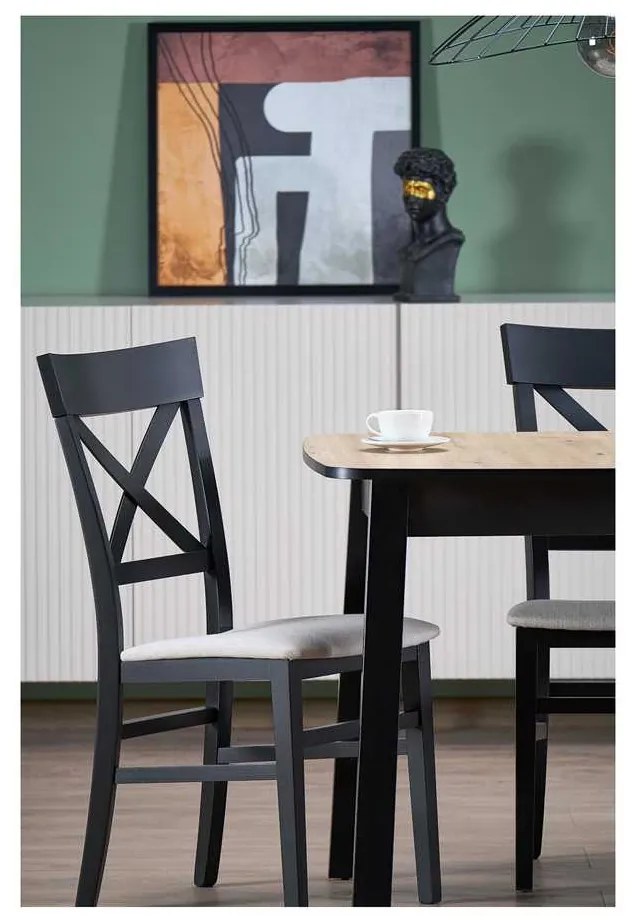 Masă de bucătărie Hank, stejar artisan / negru