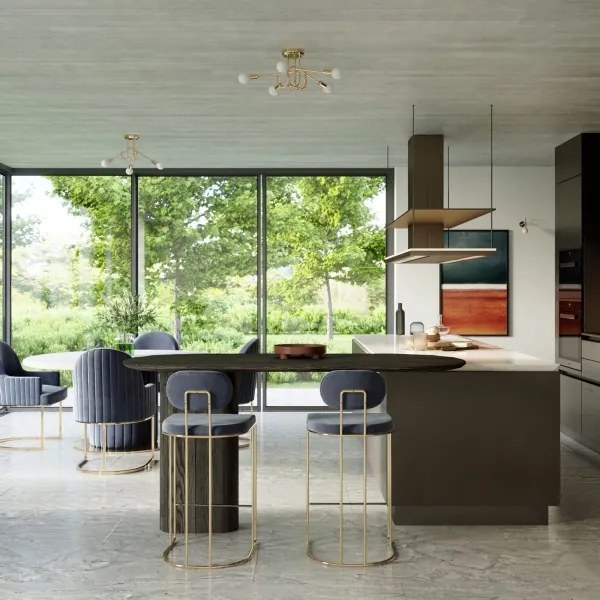 Lustră pe tijă Sollux SL.1437 LOOP 3xE27/15W/230V auriu