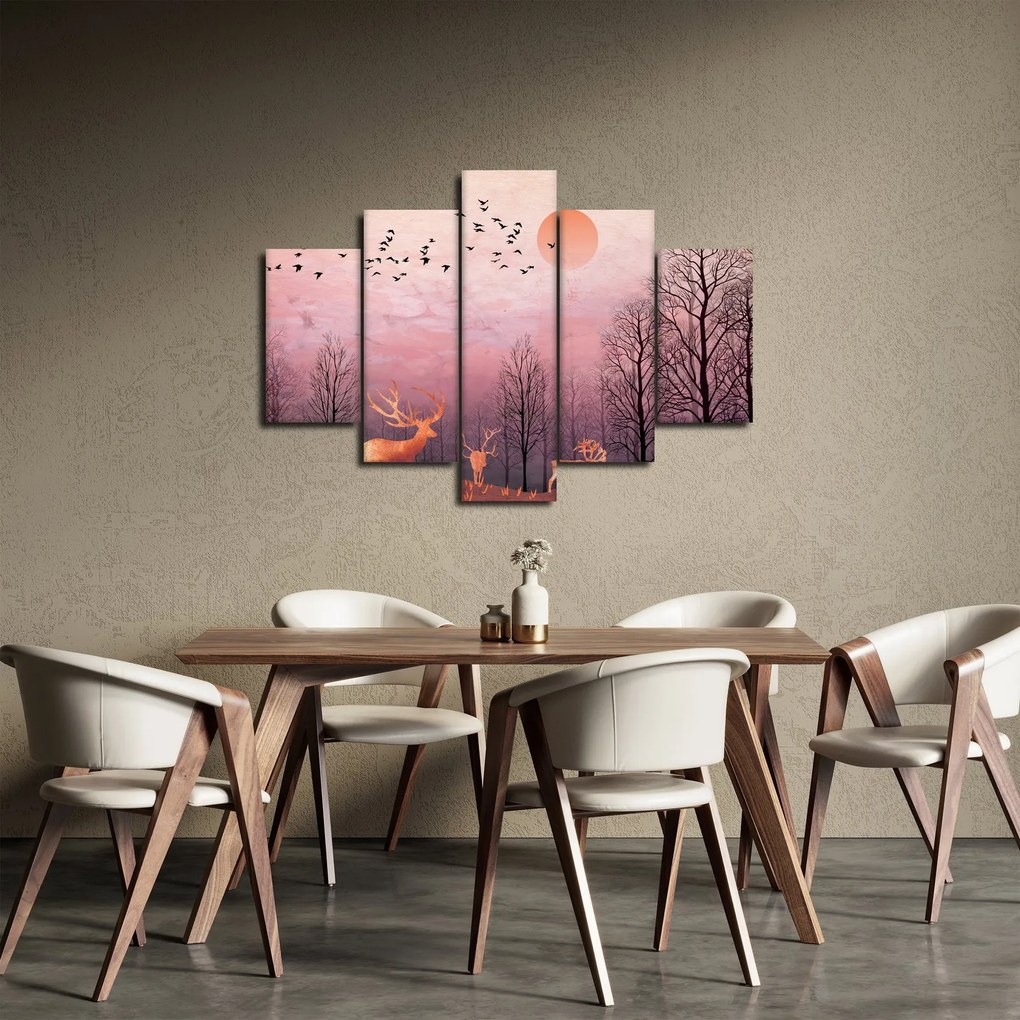 Tablou - Căprioare în strălucirea apusului de soare (150x105 cm)